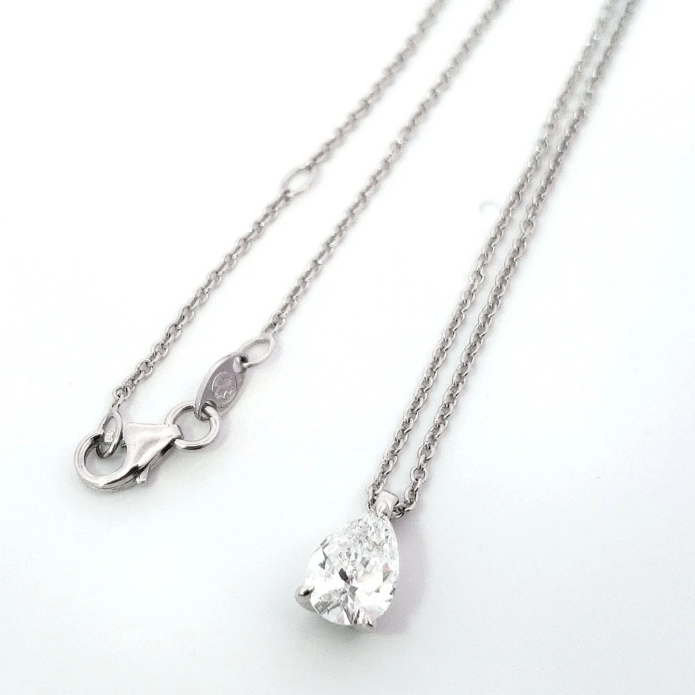 14K Gold Lab Grown cttw Pear Cut Diamond Pendant