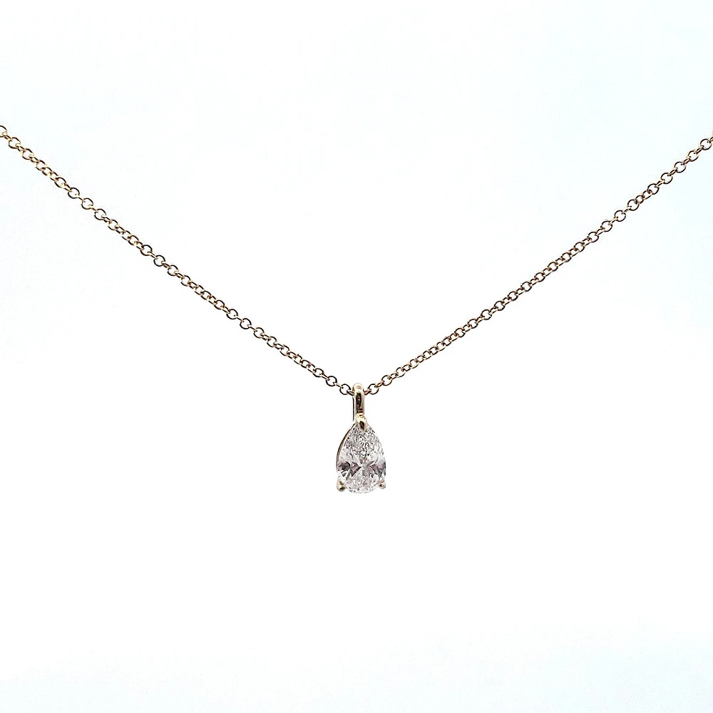 14K Yellow Gold Lab Grown cttw Pear Cut Diamond Pendant