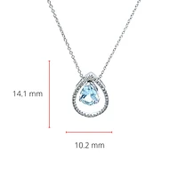 14K White Gold Aquamarine and Diamond Pendant, 18"