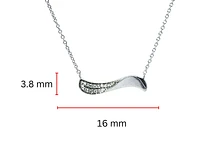 14K White Gold Diamond Wave Pendant, 18"