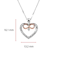 10K White & Rose Gold 0.03cttw Canadian Diamond Heart and Infinity Necklace, 18"