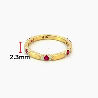 10K Yellow Gold Genuine Ruby & 0.13cttw Diamond Ring / Band, size 6.5