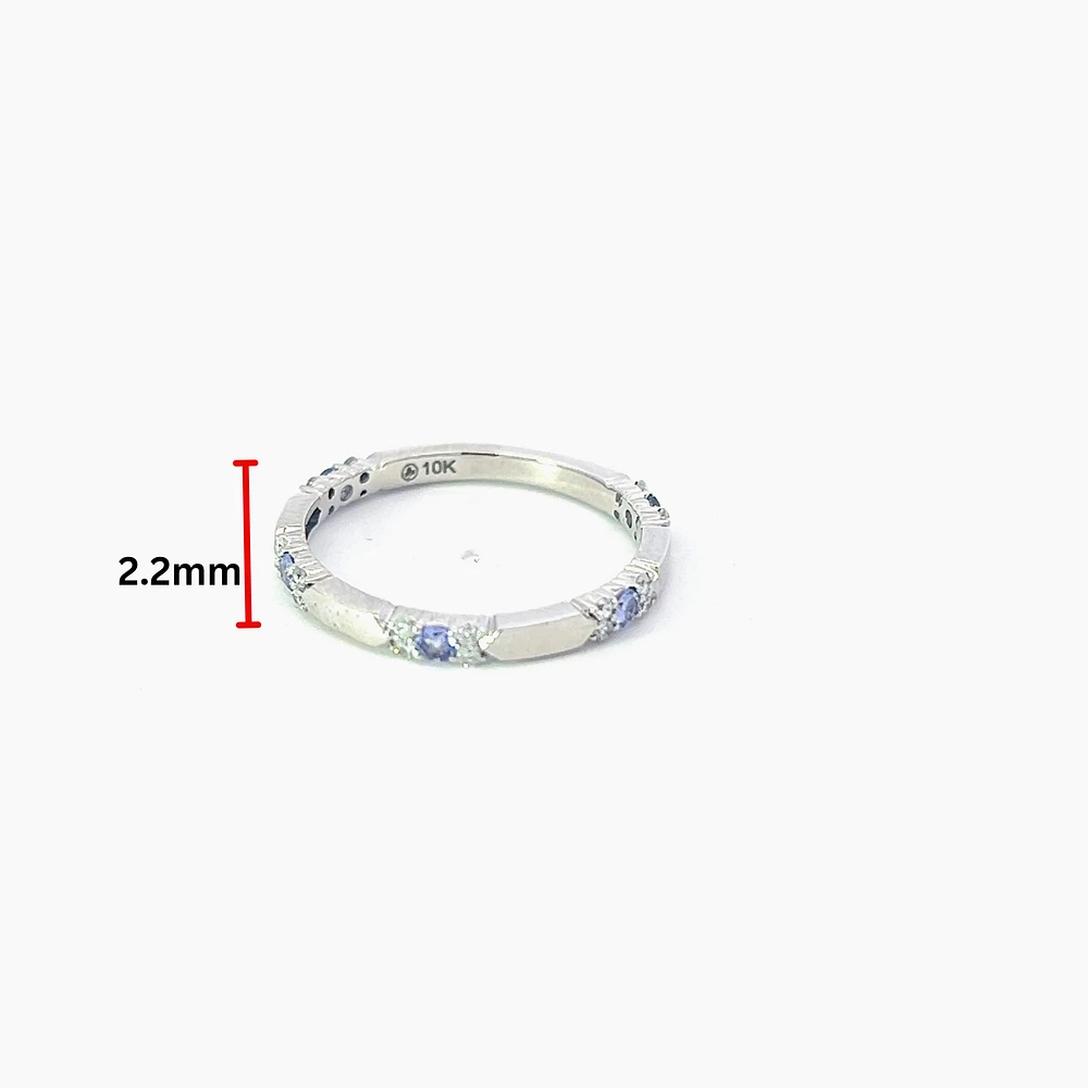 10K White Gold Tanzanite & Diamond Ring, size 6.5