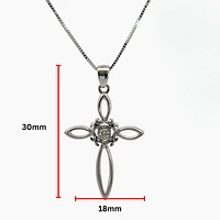 10K White Gold 0.05cttw Diamond Cross Necklace, 18"