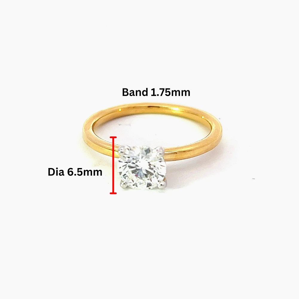 14K Gold 1.01cttw Round Brilliant Cut Canadian Diamond Engagement Ring