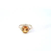 10K Yellow Gold  Citrine and Diamond Ring - Size 7