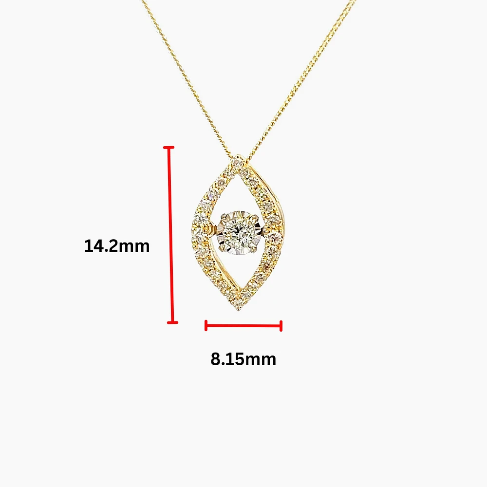 10K Yellow Gold 0.22cttw Diamond Pulse Pendant, 18"