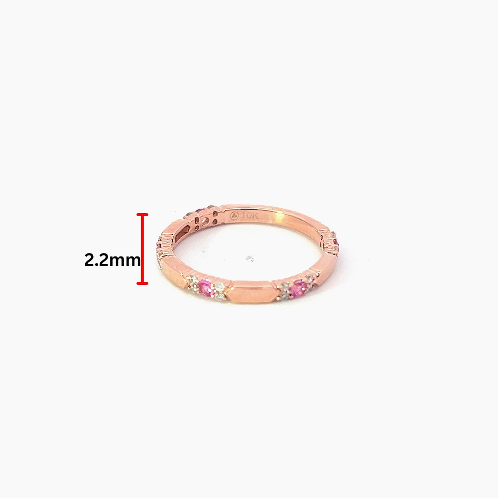 10K Rose Gold Pink Sapphire & Diamond Ring, size 5.75 - 4.5