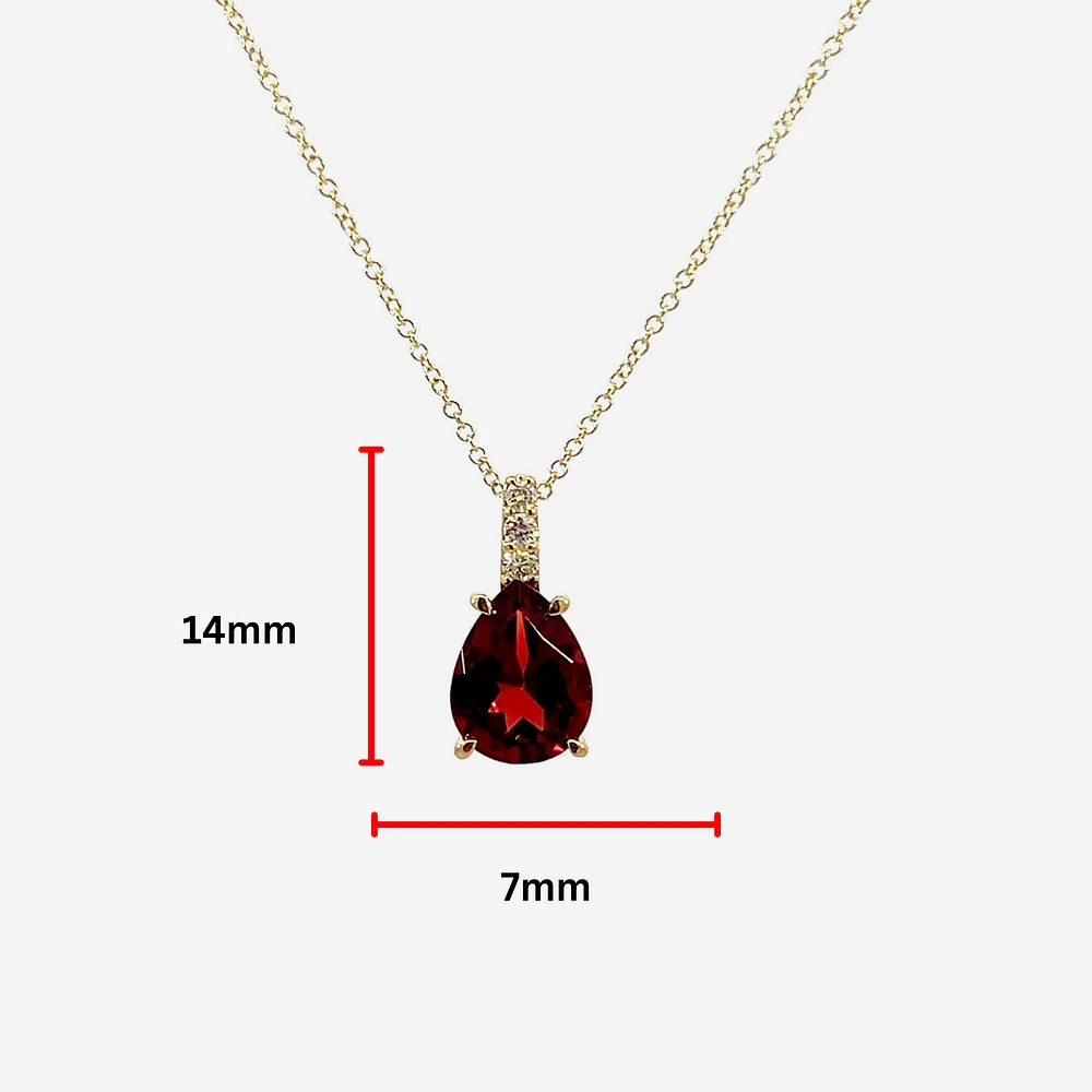 10K Yellow Gold 2.0cttw Garnet and 0.059cttw Diamond Pendant with Rolo Chain - 18 Inches