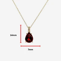 10K Yellow Gold 2.0cttw Garnet and 0.059cttw Diamond Pendant with Rolo Chain - 18 Inches