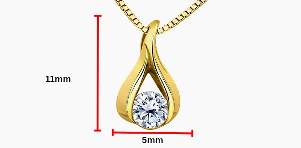14K Yellow Gold 0.25 cttw Canadian Diamond Pendant, 18"