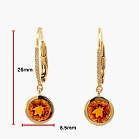 14K Yellow Gold Citrine and Diamond Dangle Earring