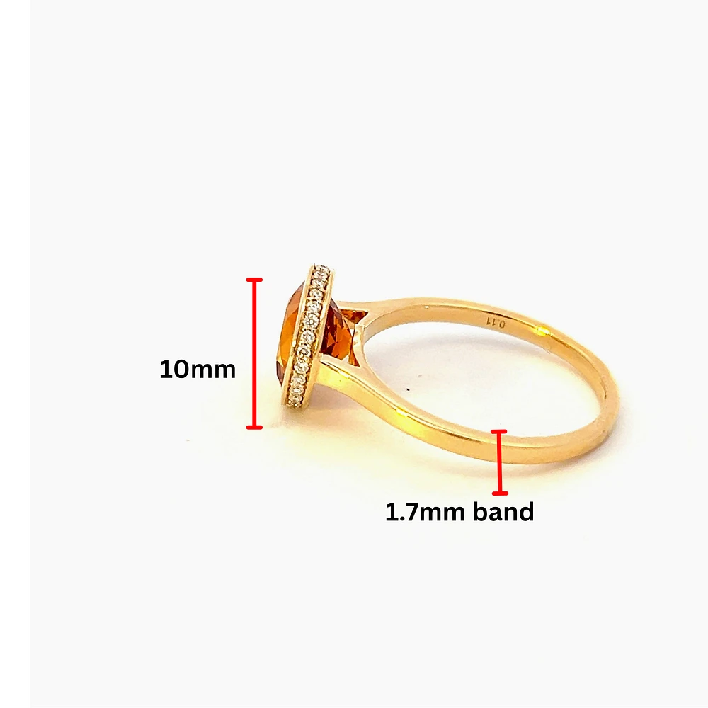 14K Yellow Gold 2.35cttw Citrine and 0.09cttw Diamond Ring - Size 7