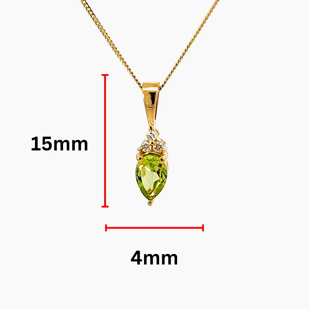 10K Yellow Gold Peridot and Diamond Necklace - 18 Inches