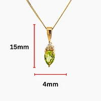 10K Yellow Gold Peridot and Diamond Necklace - 18 Inches
