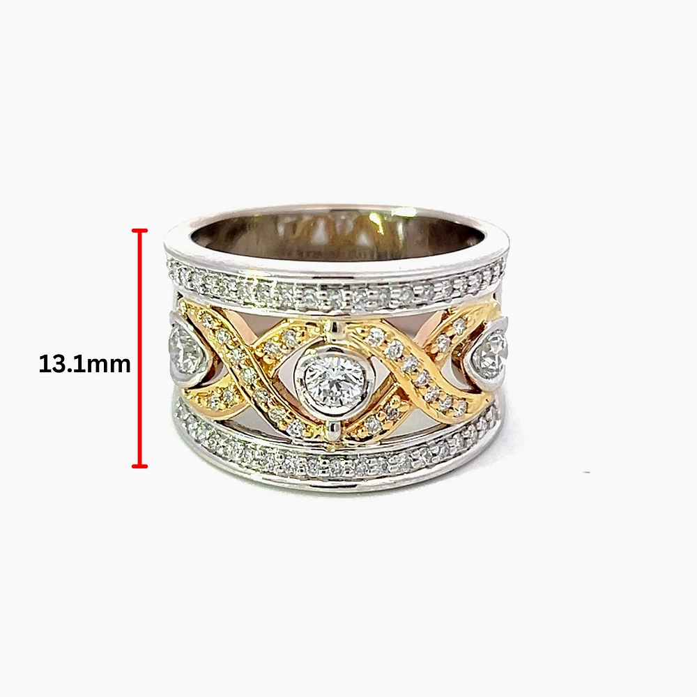 14K White and Yellow Gold 0.72cttw Canadian Diamond Ring - size 6.5
