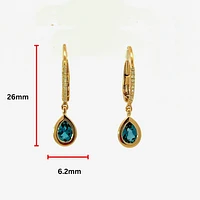14K Rose Gold Blue Topaz and Diamond Dangle Earrings