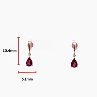 10K Yellow Gold Genuine Garnet & 0.025cttw Diamond Earrings