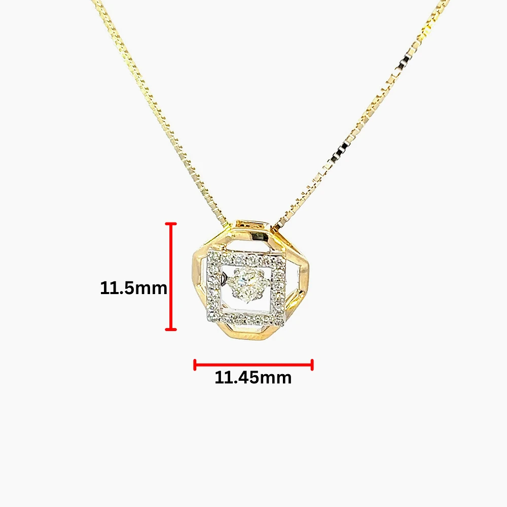10K Yellow Gold 0.27cttw Diamond Pulse Pendant, 18"