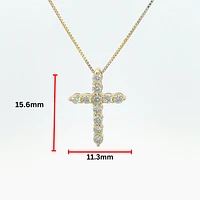 10K Yellow Gold 0.25 cttw Diamond Cross Pendant, 18"