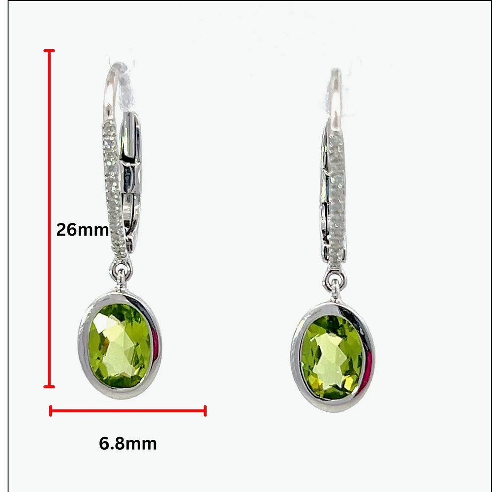 14K Gold Peridot and Diamond Earrings