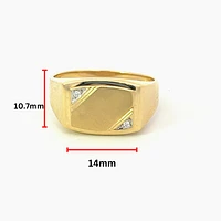 10K Yellow Gold 0.016cttw Diamond Gents Signet Ring, 10 - / 7