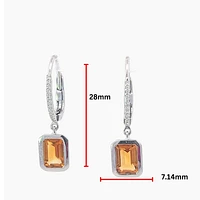 14K Gold Citrine and Diamond Dangle Earring