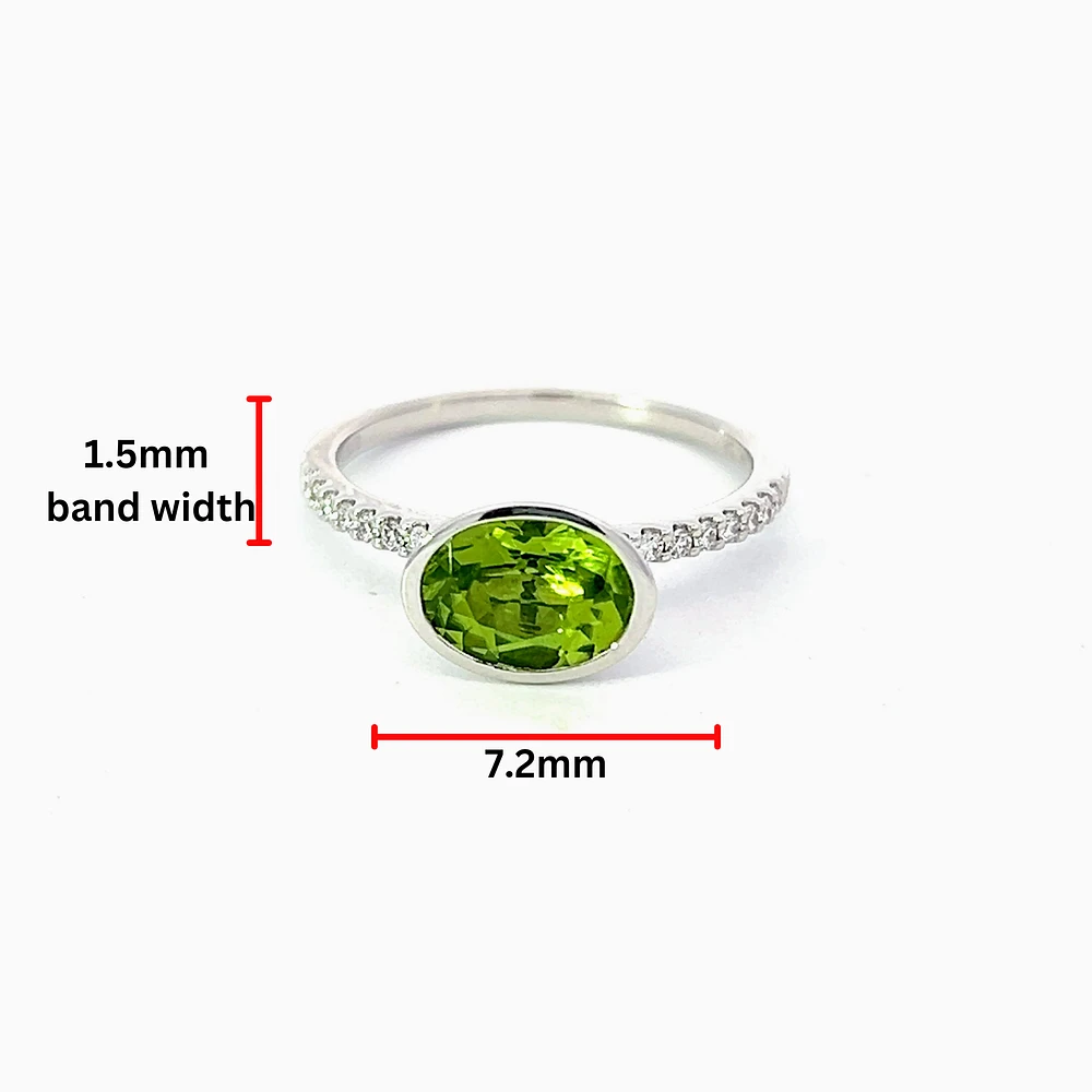 14K Gold Peridot and Diamond Ring