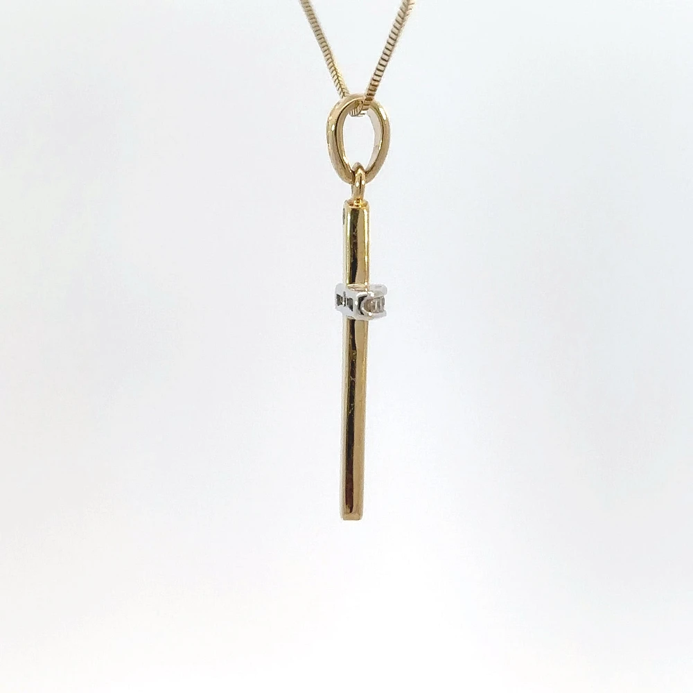 10K Yellow Gold 0.06 cttw  Diamond  Cross Pendant, 18"