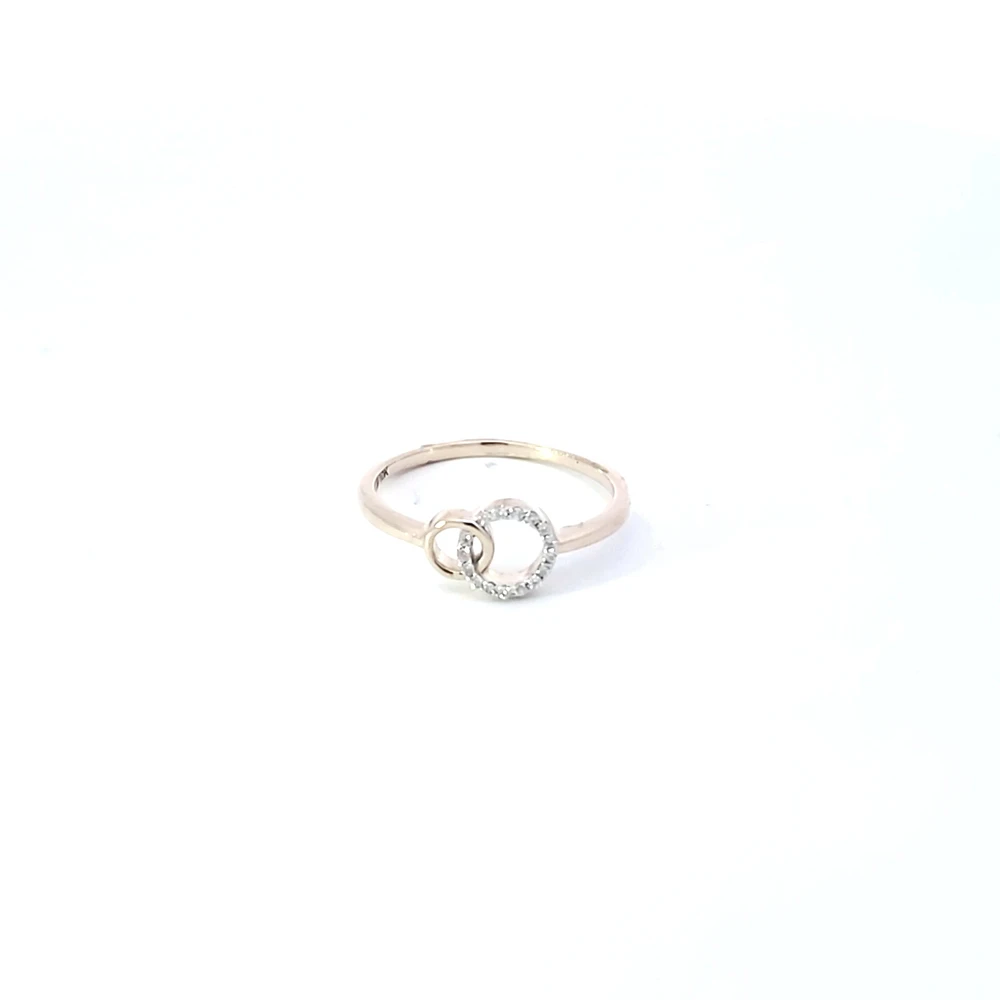 10K White & Yellow Gold 0.04cttw Diamond Double Circle/Eternity/Infinity Ring, size 6.5