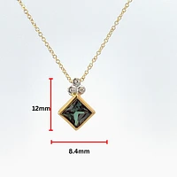 10K Yellow Gold Created Alexandrite and Diamond Necklace