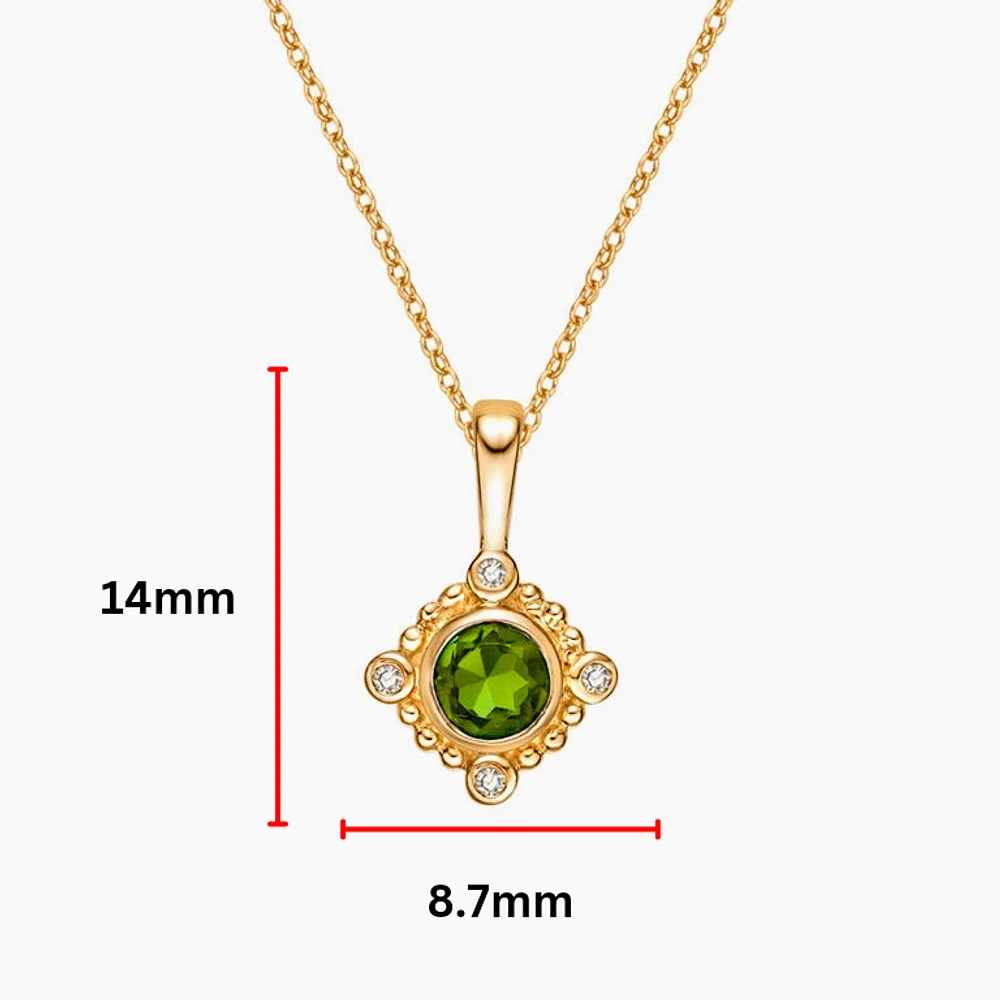 10K Yellow Gold Peridot and Diamond Pendant