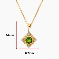 10K Yellow Gold Peridot and Diamond Pendant