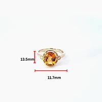 10K Yellow Gold  Citrine and Diamond Ring - Size 7