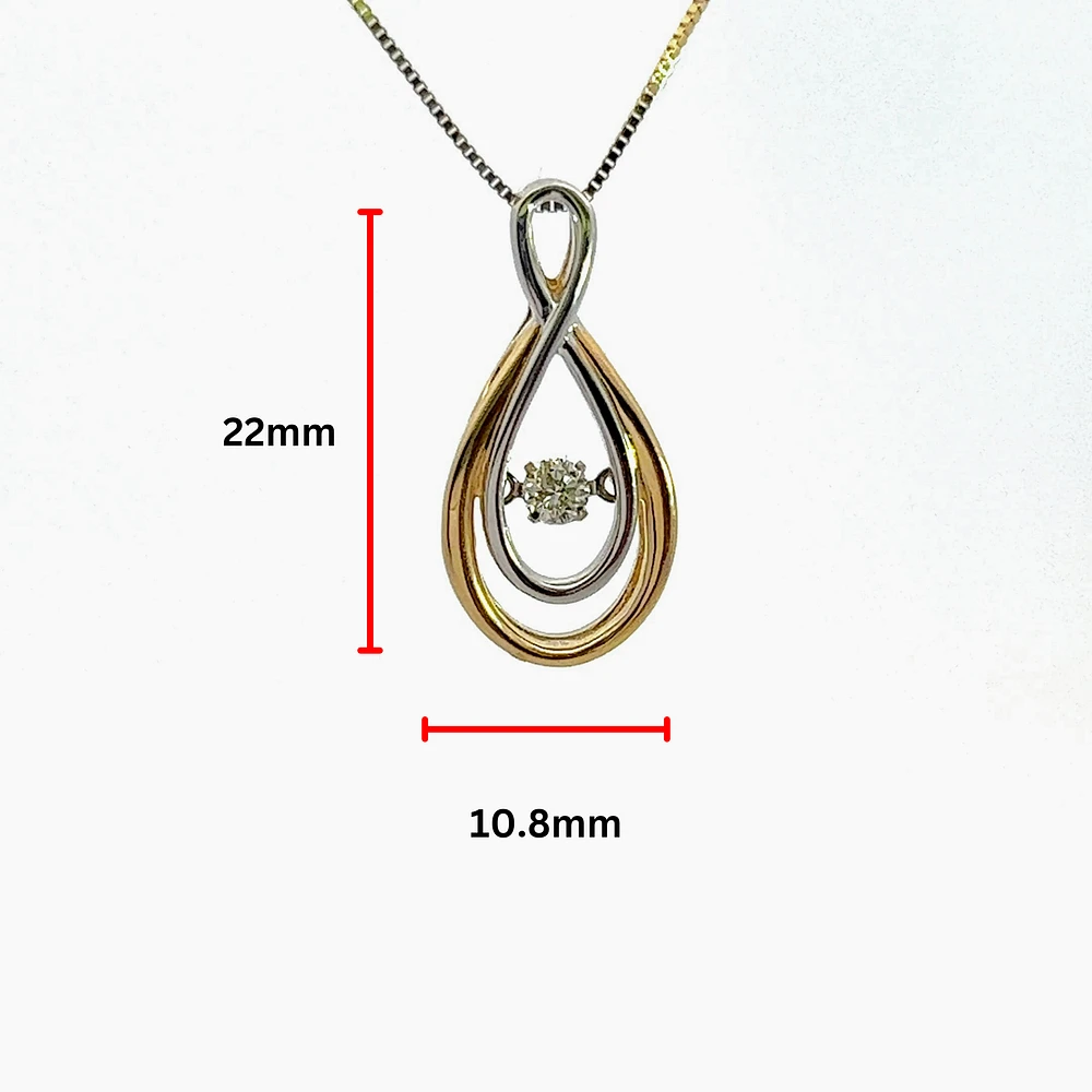 10K Yellow and White Gold 0.10 cttw Diamond Pulse Pendant, 18"