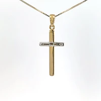 10K Yellow Gold 0.06 cttw  Diamond  Cross Pendant, 18"