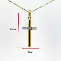 10K Yellow Gold 0.06 cttw  Diamond  Cross Pendant, 18"