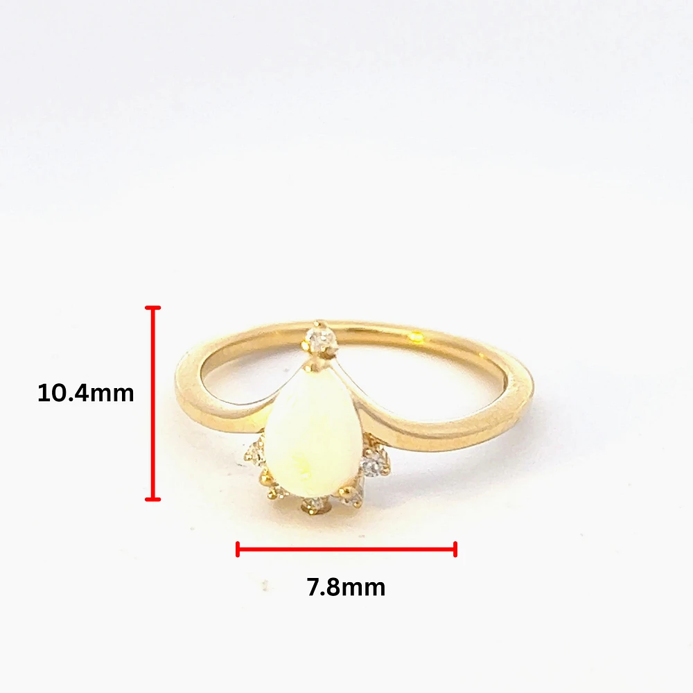 10K Yellow Gold Opal and Diamond Ring