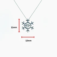 10K White Gold 0.02 cttw Canadian Diamond Snowflake Pulse Pendant, 18"