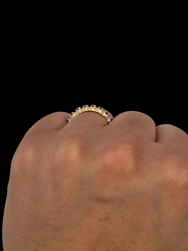 10K Yellow Gold 3x2 mm Ruby and 0.084 cttw Diamond Ring - 4