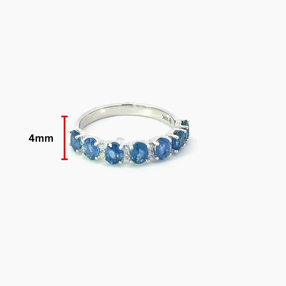 10K White Gold Sapphire & Diamond Ring, size 6.5