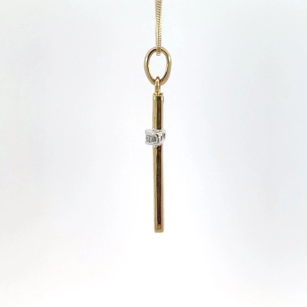 10K Yellow Gold 0.06 cttw  Diamond  Cross Pendant, 18"