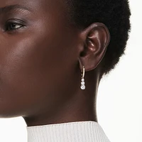 Swarovski Stilla Attract hoop earrings, Round cut, White, Gold-tone plated 5723300
