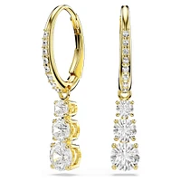 Swarovski Stilla Attract hoop earrings, Round cut, White, Gold-tone plated 5723300