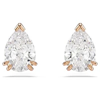 Swarovski Stilla stud earrings, Pear cut, White, Rose gold-tone plated 5734248