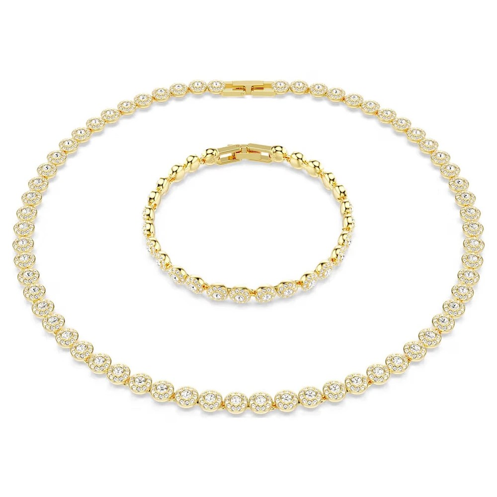 Swarovski - Una Angelic set Round cut, White, Gold-tone plated - 5720506