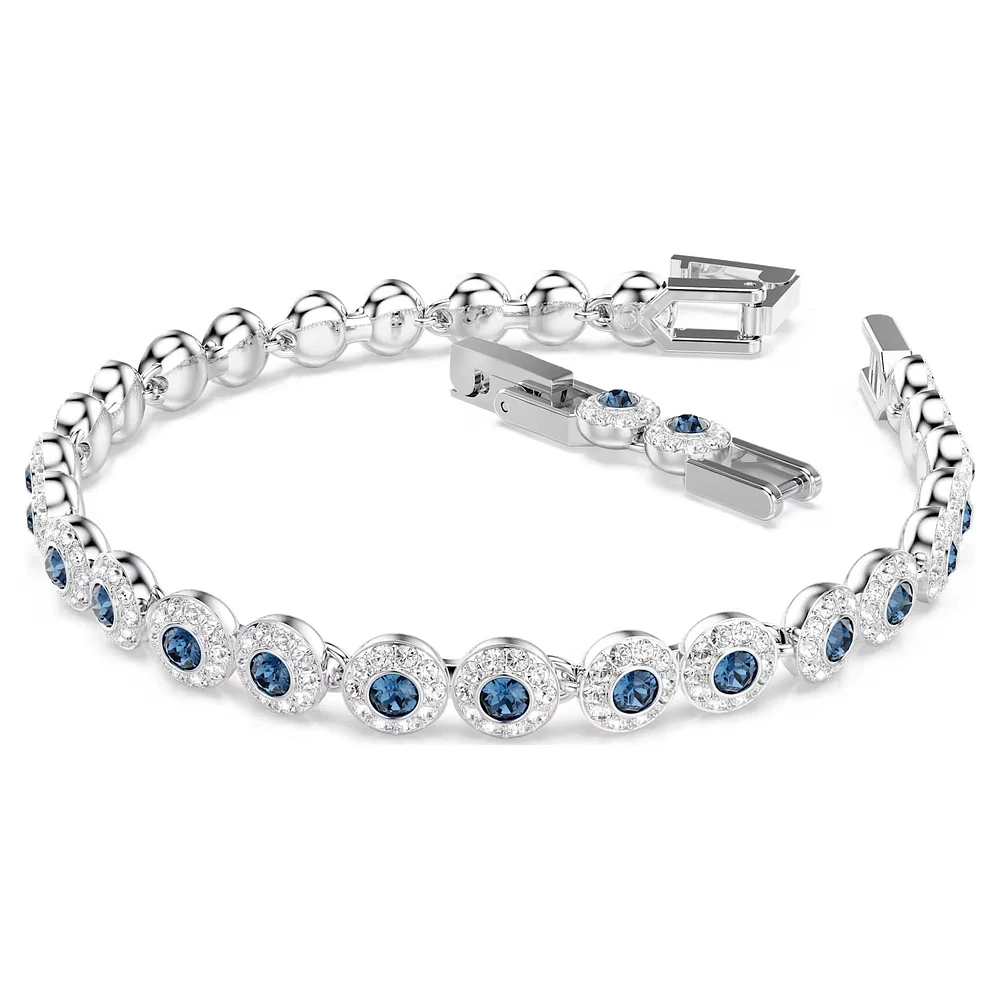 Swarovski Una Angelic Tennis bracelet, Round cut, Blue, Rhodium plated 5733401