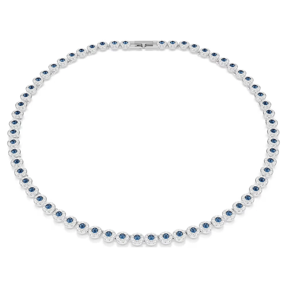 Swarovski Una Angelic Tennis necklace, Round cut, Blue, Rhodium plated 5733402