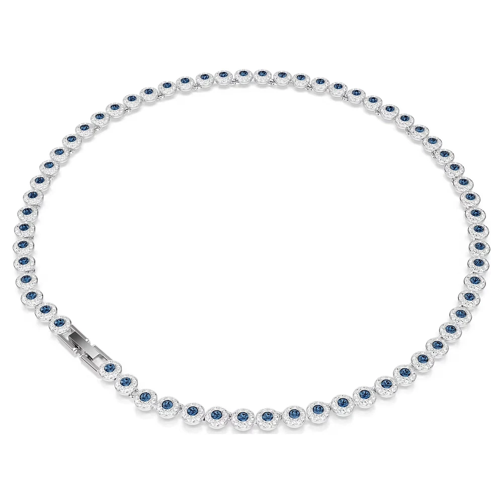 Swarovski Una Angelic Tennis necklace, Round cut, Blue, Rhodium plated 5733402