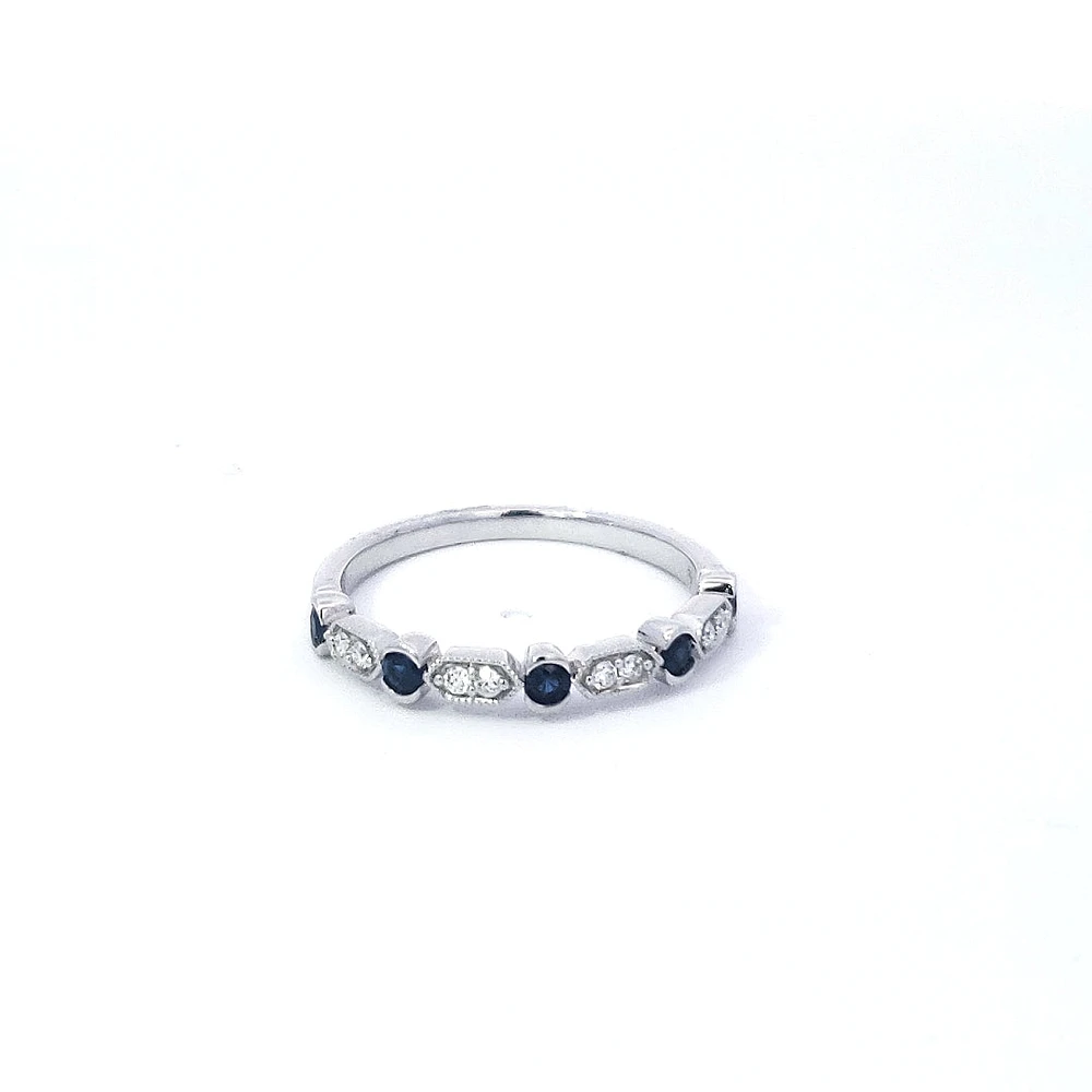 14K White Gold Sapphire & Diamond Ring